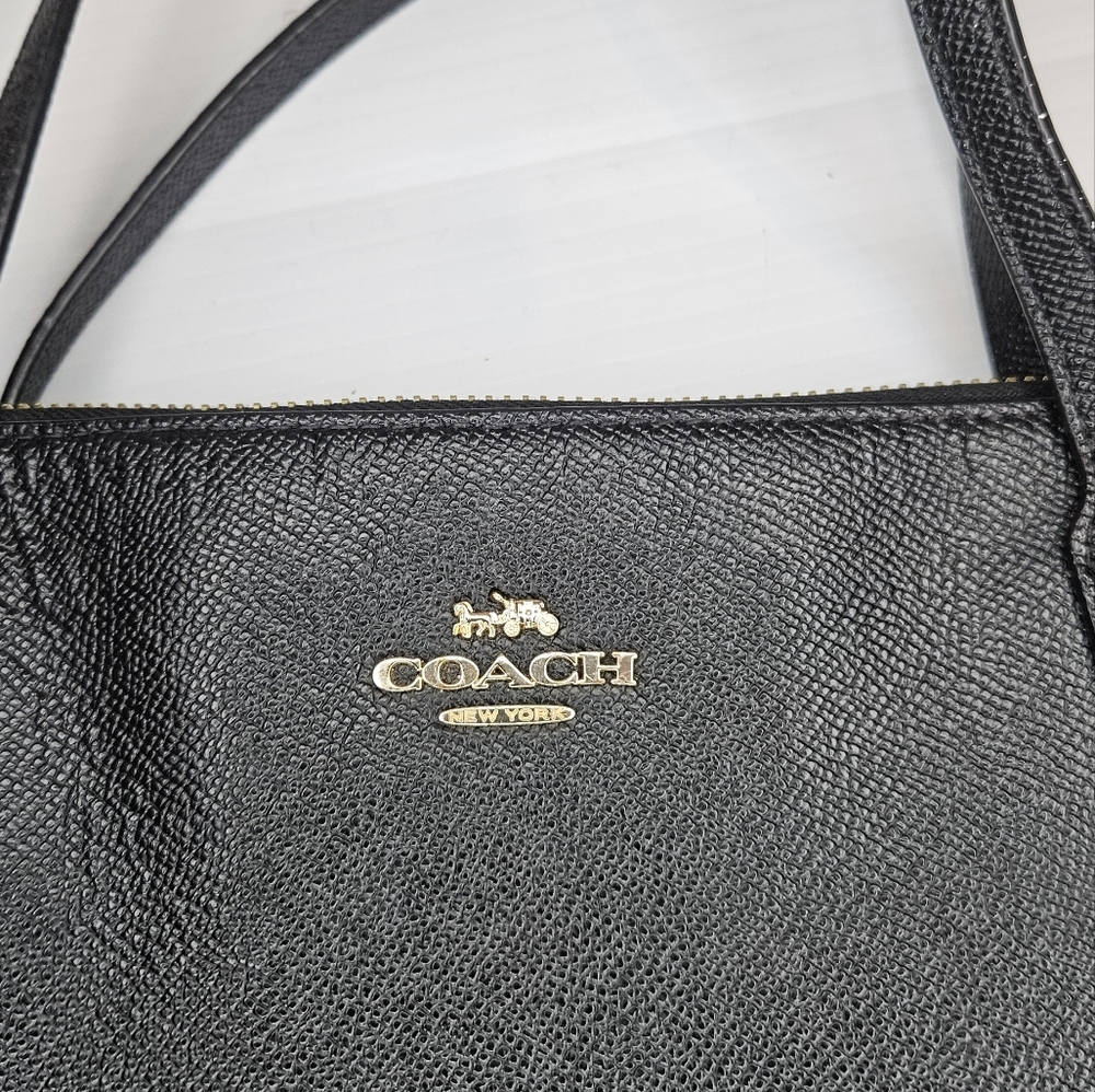COACH Zip Top Tote 4454 black crossgrain leather - Picture 5 of 10